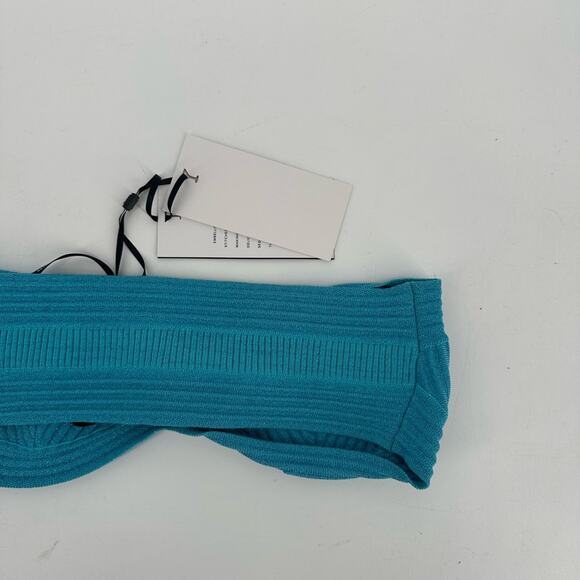 Retrofete Capri Bandage Metallic Knit Strapless Bra Crop Top Blue XS NWT $175 - Picture 8 of 12